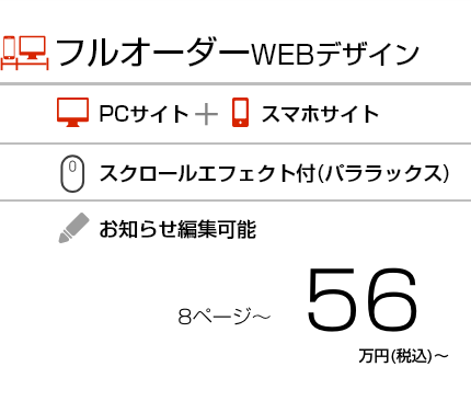 7ページオーダーメイドデザイン、スクロールエフェクト付