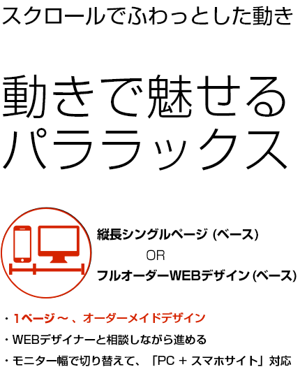 パララックスサイト、レスポンシブデザインで