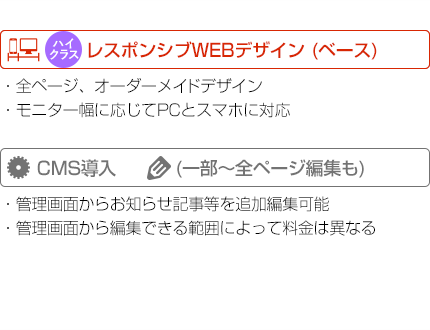 レスポンシブWEBデザインにCMSを導入して管理画面から更新可能