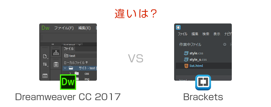 Dreamweaver CC 2017とBrackets